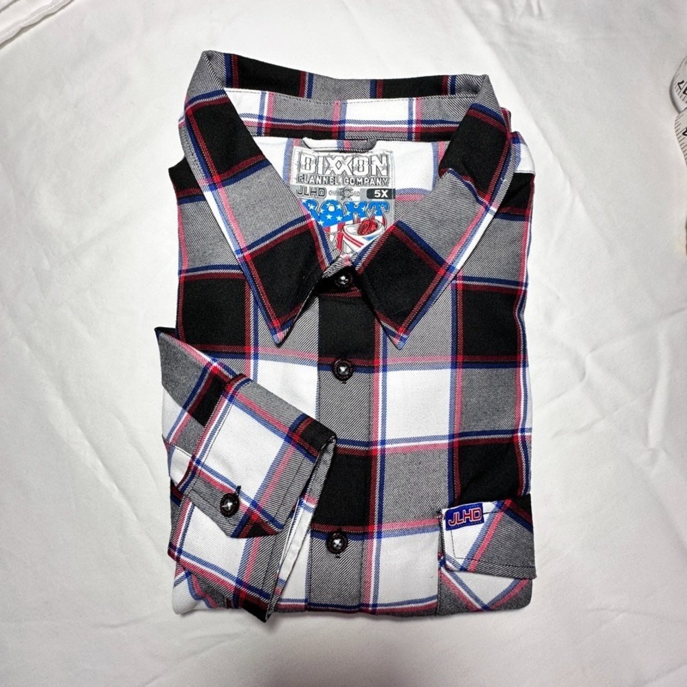Dixxon/JLHD HD Colab Boat Tail Flannel Men's‎ 5XL Red White Blue Black Plaid